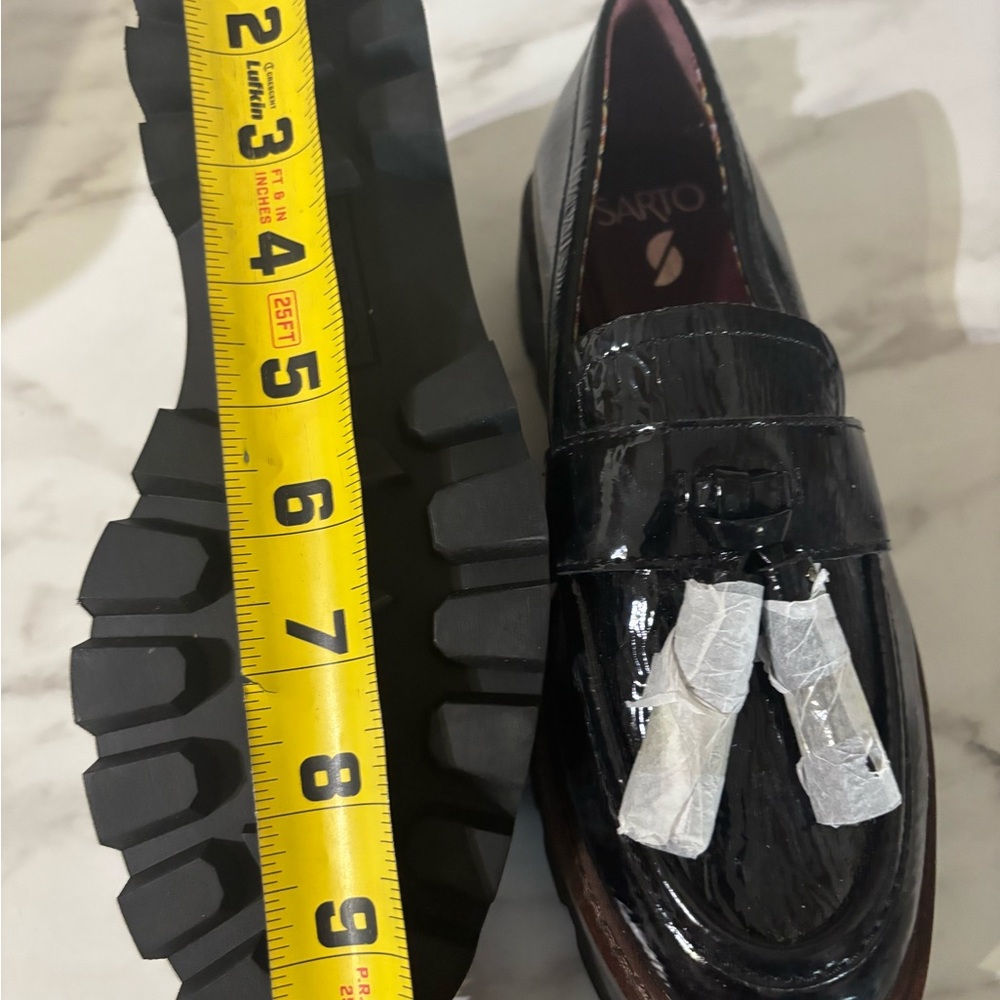 Franco Sarto Black Patent Tassel Lug Loafer - Picture 6 of 9